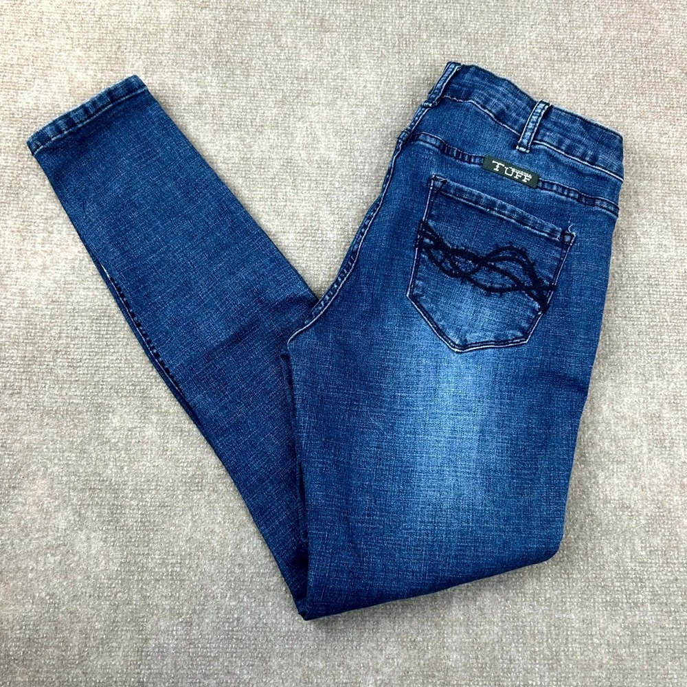 Cowgirl Tuff Co. Aztec Skinny Jeans Womens 30x31 Blue Denim‎ Stretch Distressed